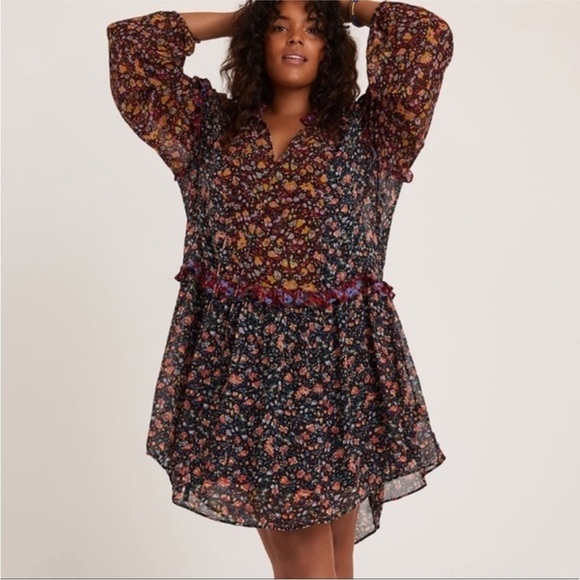 ANTHROPOLOGIE Helene Floral Tunic Dress small - Picture 4 of 13